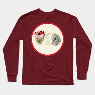 heart brain with flowers red Long Sleeve T-Shirt